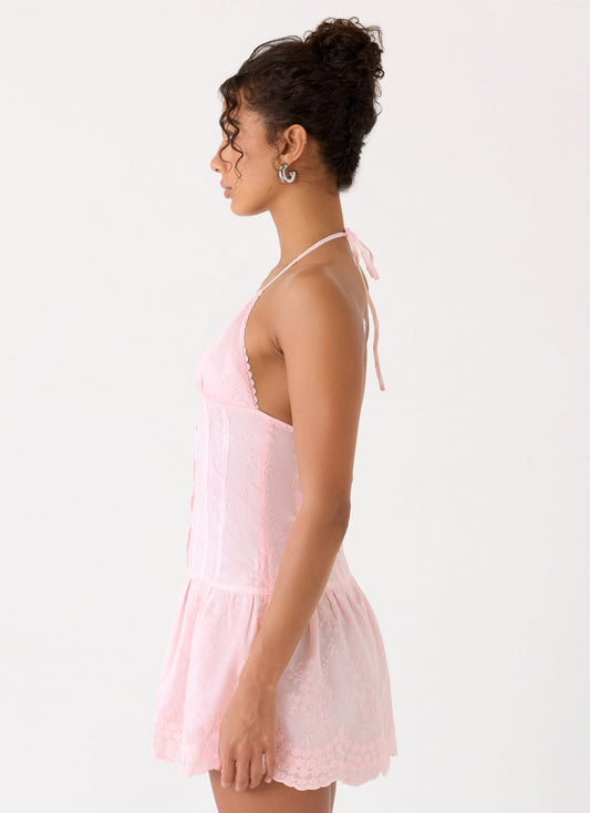 Non Stop Halter Mini Dress - Pink