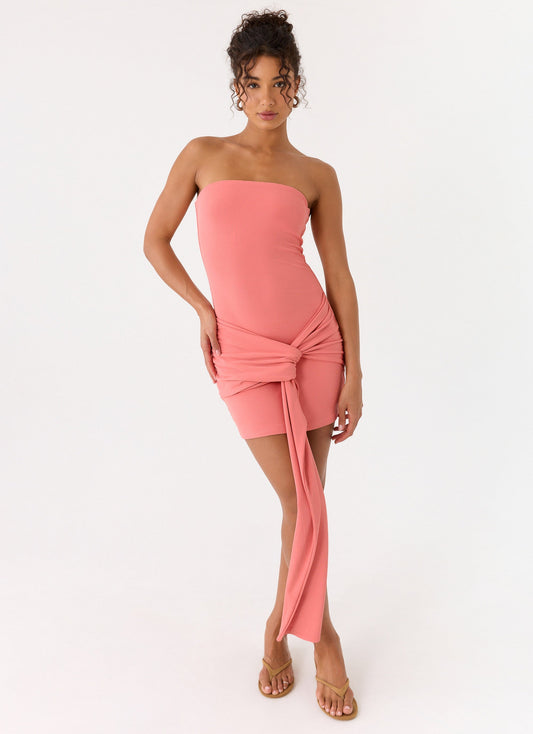 Jiliana Strapless Mini Dress - Coral