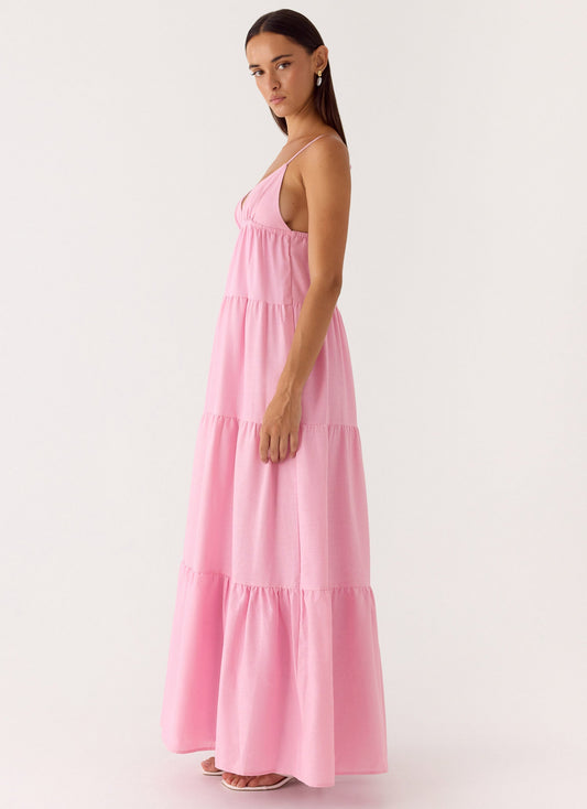 Lotty Linen Maxi Dress - Pink