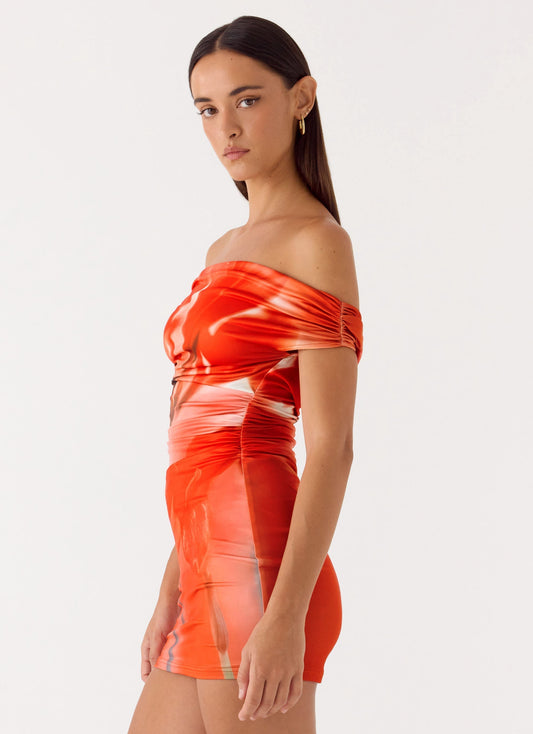 Moka Mini Dress - Fire Petal