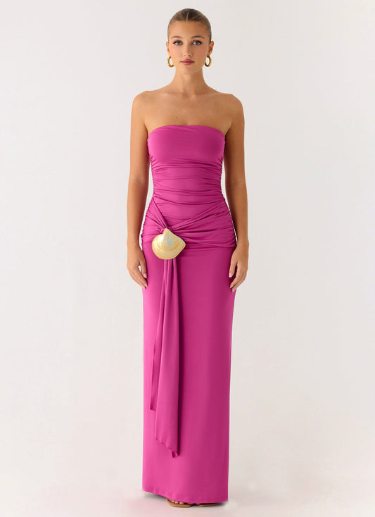 Party After Party Shell Maxi Dress - Fuchsia