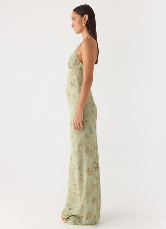 Ultra Quiet Halter Maxi Dress - Wispy Fern