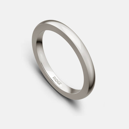 Ridge 2mm Rounded Ring Set - 14K White Gold