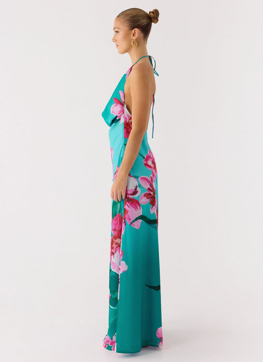 Yoon Beaded Cowl Maxi Dress - Petal Reef